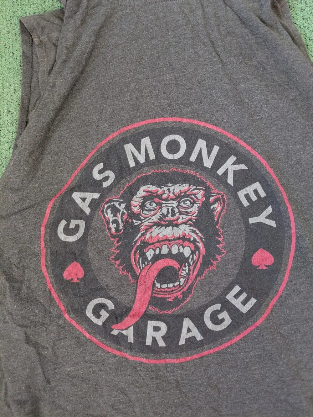Gas Monkey Garage Sleeveless Hoodie Logo Cars Mechanic Dark Gray Top Sz Large